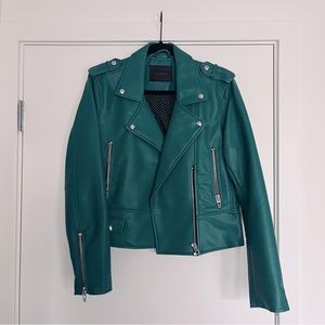 BlankNYC Green Vegan Leather Moto Jacket